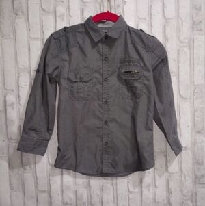 LR Scoop boys gray casual button down